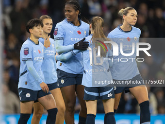 Khadija Shaw #21 of Manchester City W.F.C. celebrates her goal during the Barclays FA Women's Super League match between Manchester City and...