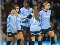 Khadija Shaw #21 of Manchester City W.F.C. celebrates her goal during the Barclays FA Women's Super League match between Manchester City and...