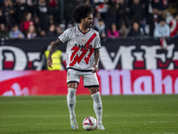 Aridane Hernandez of Rayo Vallecano is in action with the ball during the La Liga EA Sports 2024/25 football match between Rayo Vallecano an...