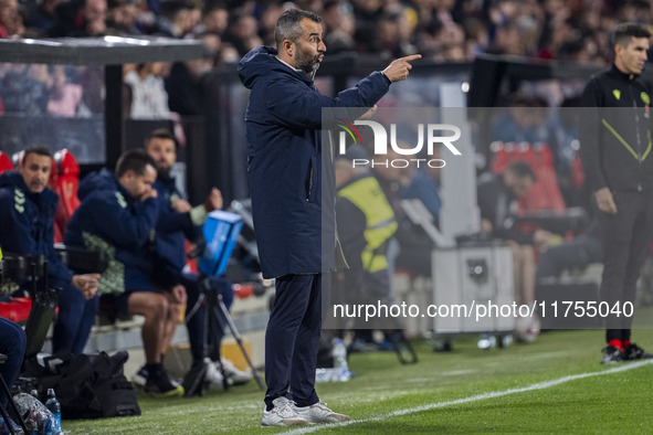 Diego Martinez, head coach of UD Las Palmas, is seen during the La Liga EA Sports 2024/25 football match between Rayo Vallecano and UD Las P...