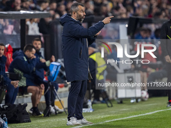 Diego Martinez, head coach of UD Las Palmas, is seen during the La Liga EA Sports 2024/25 football match between Rayo Vallecano and UD Las P...