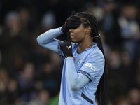 Khadija Shaw #21 of Manchester City W.F.C. celebrates her goal during the Barclays FA Women's Super League match between Manchester City and...