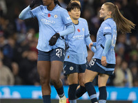 Khadija Shaw #21 of Manchester City W.F.C. celebrates her goal during the Barclays FA Women's Super League match between Manchester City and...