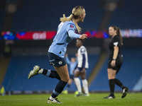 Jill Roord, number 10 of Manchester City W.F.C., celebrates her goal during the Barclays FA Women's Super League match between Manchester Ci...