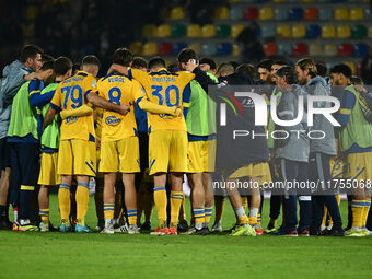 Frosinone Calcio at the end of the game during the 13th day of the Serie BKT Championship between Frosinone Calcio and Palermo F.C. at the B...