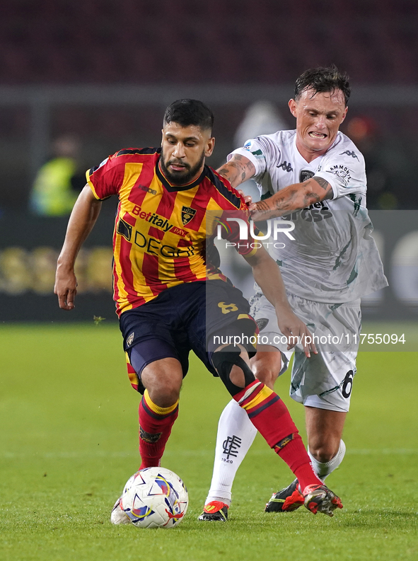 Hamza Rafia of US Lecce is in action during the Serie A match between US Lecce and Empoli in Lecce, Italy, on November 8, 2024. 