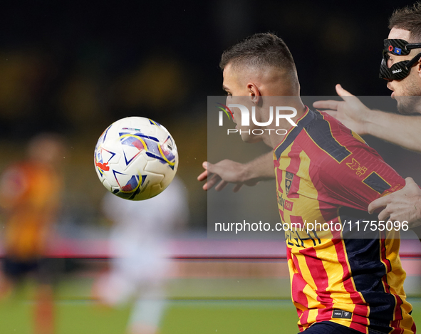 Nikola Krstovic of US Lecce is in action during the Serie A match between US Lecce and Empoli in Lecce, Italy, on November 8, 2024. 