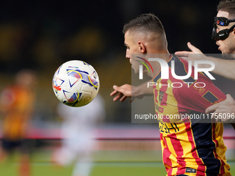 Nikola Krstovic of US Lecce is in action during the Serie A match between US Lecce and Empoli in Lecce, Italy, on November 8, 2024. (