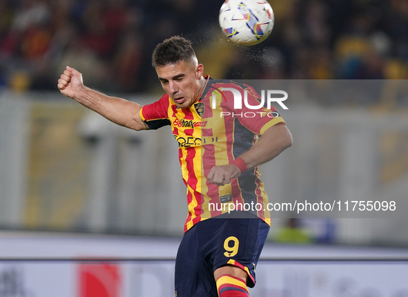 Nikola Krstovic of US Lecce is in action during the Serie A match between US Lecce and Empoli in Lecce, Italy, on November 8, 2024. 