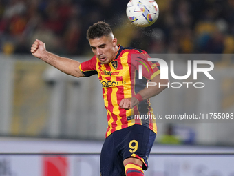 Nikola Krstovic of US Lecce is in action during the Serie A match between US Lecce and Empoli in Lecce, Italy, on November 8, 2024. (