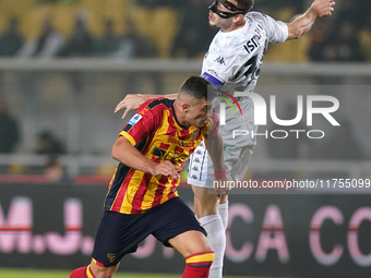 Nikola Krstovic of US Lecce is in action during the Serie A match between US Lecce and Empoli in Lecce, Italy, on November 8, 2024. (