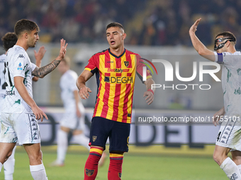 Nikola Krstovic of US Lecce is in action during the Serie A match between US Lecce and Empoli in Lecce, Italy, on November 8, 2024. (