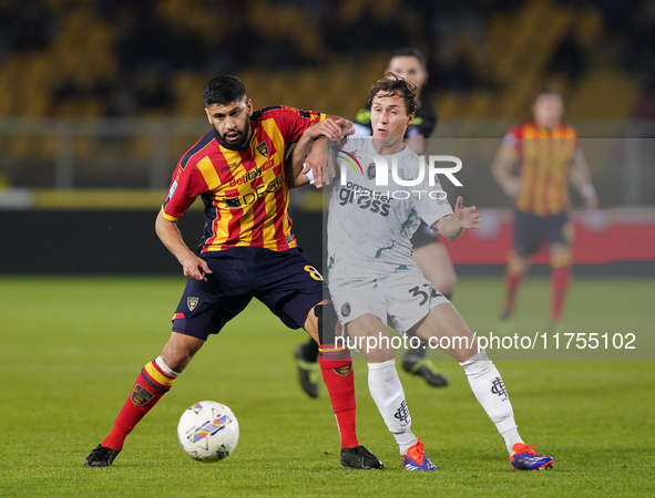 Hamza Rafia of US Lecce is in action during the Serie A match between US Lecce and Empoli in Lecce, Italy, on November 8, 2024. 