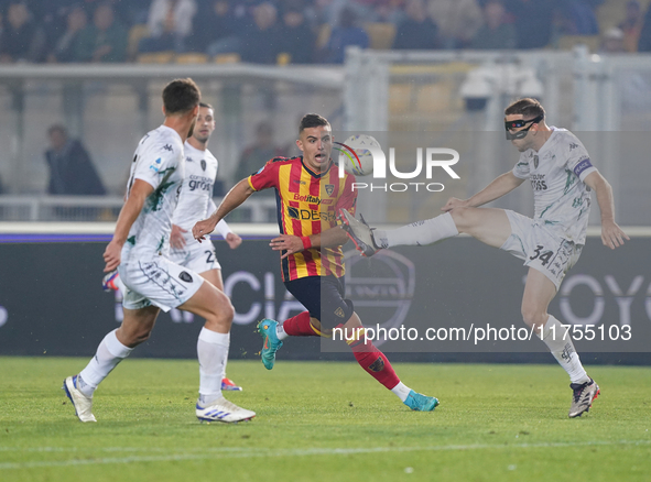 Nikola Krstovic of US Lecce is in action during the Serie A match between US Lecce and Empoli in Lecce, Italy, on November 8, 2024. 