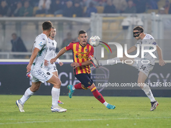 Nikola Krstovic of US Lecce is in action during the Serie A match between US Lecce and Empoli in Lecce, Italy, on November 8, 2024. (