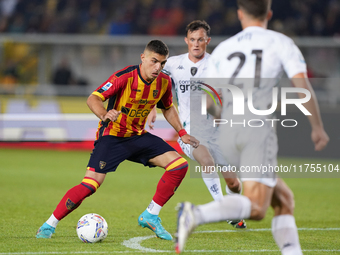 Nikola Krstovic of US Lecce is in action during the Serie A match between US Lecce and Empoli in Lecce, Italy, on November 8, 2024. (