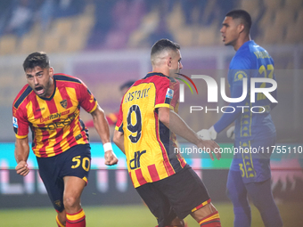 Santiago Pierotti of US Lecce celebrates a goal during the Serie A match between US Lecce and Empoli in Lecce, Italy, on November 8, 2024. (