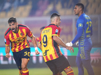 Santiago Pierotti of US Lecce celebrates a goal during the Serie A match between US Lecce and Empoli in Lecce, Italy, on November 8, 2024. (