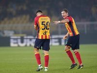 Santiago Pierotti of US Lecce celebrates a goal during the Serie A match between US Lecce and Empoli in Lecce, Italy, on November 8, 2024. (