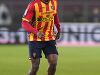 Patrick Dorgu of US Lecce is in action during the Serie A match between US Lecce and Empoli in Lecce, Italy, on November 8, 2024. (