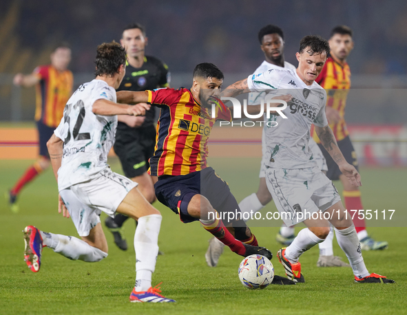 Hamza Rafia of US Lecce is in action during the Serie A match between US Lecce and Empoli in Lecce, Italy, on November 8, 2024. 