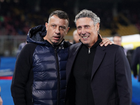 Luca Gotti, head coach of US Lecce, is with Roberto D'Aversa, head coach of Empoli FC, during the Serie A match between US Lecce and Empoli...