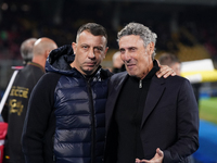 Luca Gotti, head coach of US Lecce, is with Roberto D'Aversa, head coach of Empoli FC, during the Serie A match between US Lecce and Empoli...