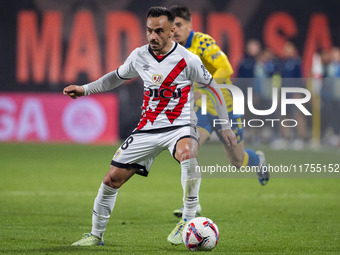 Alvaro Garcia of Rayo Vallecano is in action with the ball during the La Liga EA Sports 2024/25 football match between Rayo Vallecano and UD...