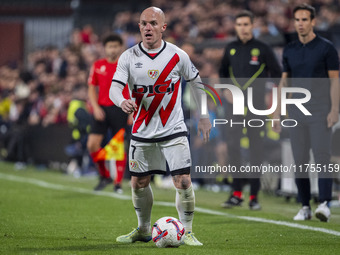 Isi Palazon of Rayo Vallecano is in action with the ball during the La Liga EA Sports 2024/25 football match between Rayo Vallecano and UD L...