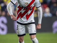 Pep Chavarria of Rayo Vallecano is in action with the ball during the La Liga EA Sports 2024/25 football match between Rayo Vallecano and UD...