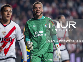 Jacobus Cillessen (C) of UD Las Palmas is seen during the La Liga EA Sports 2024/25 football match between Rayo Vallecano and UD Las Palmas...