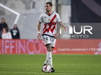 Florian Lejeune of Rayo Vallecano is in action with the ball during the La Liga EA Sports 2024/25 football match between Rayo Vallecano and...