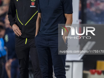 Inigo Perez, head coach of Rayo Vallecano, is seen during the La Liga EA Sports 2024/25 football match between Rayo Vallecano and UD Las Pal...