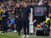 Inigo Perez, head coach of Rayo Vallecano, is seen during the La Liga EA Sports 2024/25 football match between Rayo Vallecano and UD Las Pal...