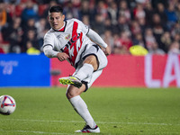 James Rodriguez of Rayo Vallecano is in action with the ball during the La Liga EA Sports 2024/25 football match between Rayo Vallecano and...