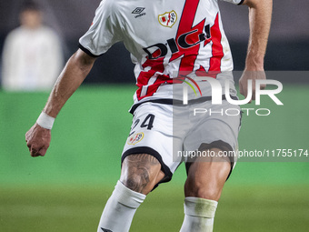 Florian Lejeune of Rayo Vallecano is in action with the ball during the La Liga EA Sports 2024/25 football match between Rayo Vallecano and...