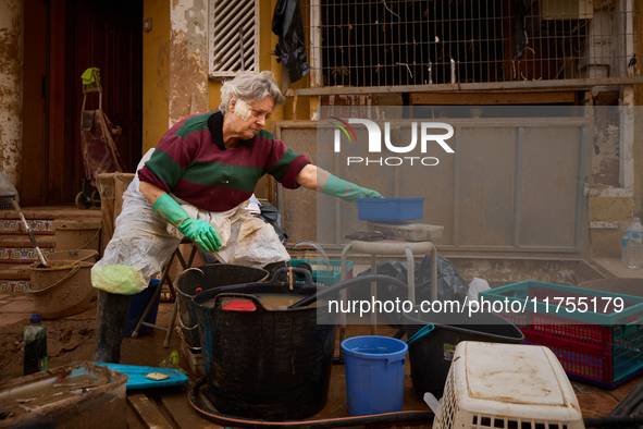 Encarna Jimenez is a victim of the flood in Benetusser, Spain, on november 08, 2024. 