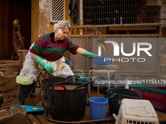 Encarna Jimenez is a victim of the flood in Benetusser, Spain, on november 08, 2024. (