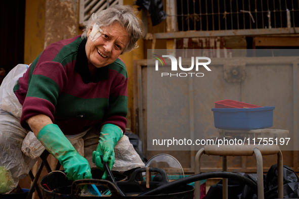 Encarna Jimenez is a victim of the flood in Benetusser, Spain, on november 08, 2024. 