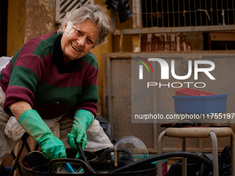 Encarna Jimenez is a victim of the flood in Benetusser, Spain, on november 08, 2024. (