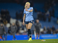 Chloe Kelly #9 of Manchester City W.F.C. salutes the fans at full-time during the Barclays FA Women's Super League match between Manchester...