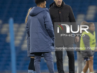 Manchester City W.F.C. manager Gareth Taylor is at full time during the Barclays FA Women's Super League match between Manchester City and T...