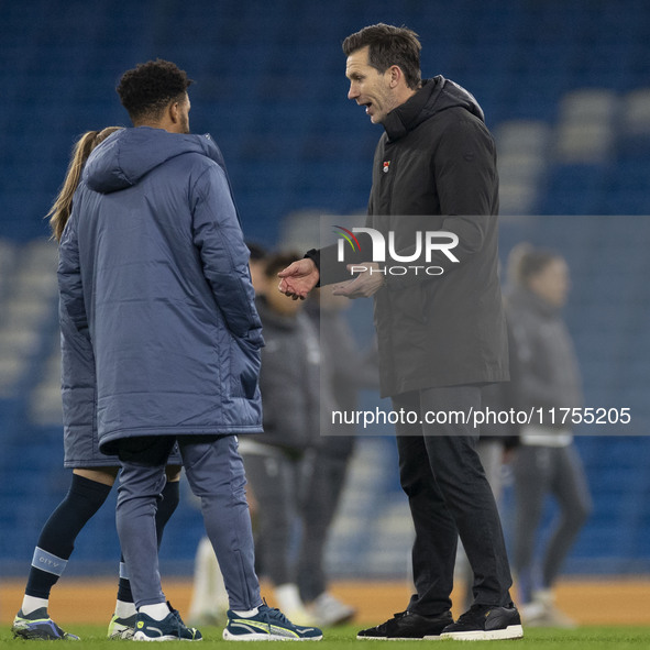 Manchester City W.F.C. manager Gareth Taylor is at full time during the Barclays FA Women's Super League match between Manchester City and T...