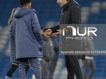 Manchester City W.F.C. manager Gareth Taylor is at full time during the Barclays FA Women's Super League match between Manchester City and T...