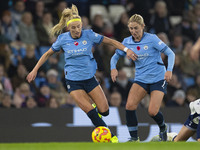 Chloe Kelly #9 of Manchester City W.F.C. is in action during the Barclays FA Women's Super League match between Manchester City and Tottenha...