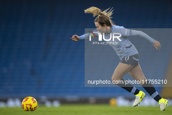 Lauren Hemp #11 of Manchester City W.F.C. is in action during the Barclays FA Women's Super League match between Manchester City and Tottenh...