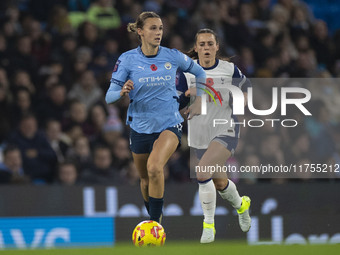 Kerstin Casparij #18 of Manchester City W.F.C. participates in the Barclays FA Women's Super League match between Manchester City and Totten...