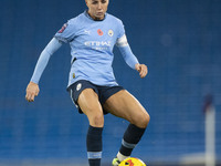 Alex Greenwood #5 of Manchester City W.F.C. is in action during the Barclays FA Women's Super League match between Manchester City and Totte...