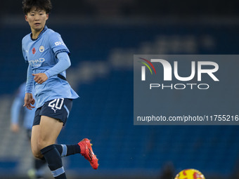 Aoba Fujino #20 of Manchester City W.F.C. participates in the Barclays FA Women's Super League match between Manchester City and Tottenham H...