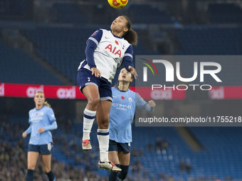 Drew Spence #24 of Tottenham Hotspur F.C. plays during the Barclays FA Women's Super League match between Manchester City and Tottenham Hots...